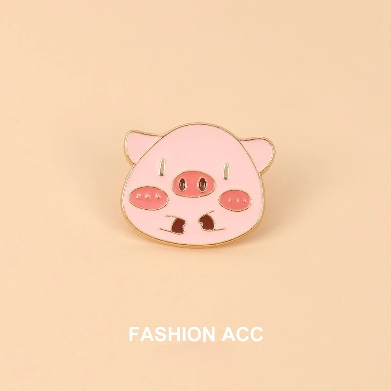 Cute Cartoon Pig Brooch Kawaii Japanese Style Metal Badge Casual Party Gift Pins DIY Clothing Bags Hat Scarf T-shirt Decoration
