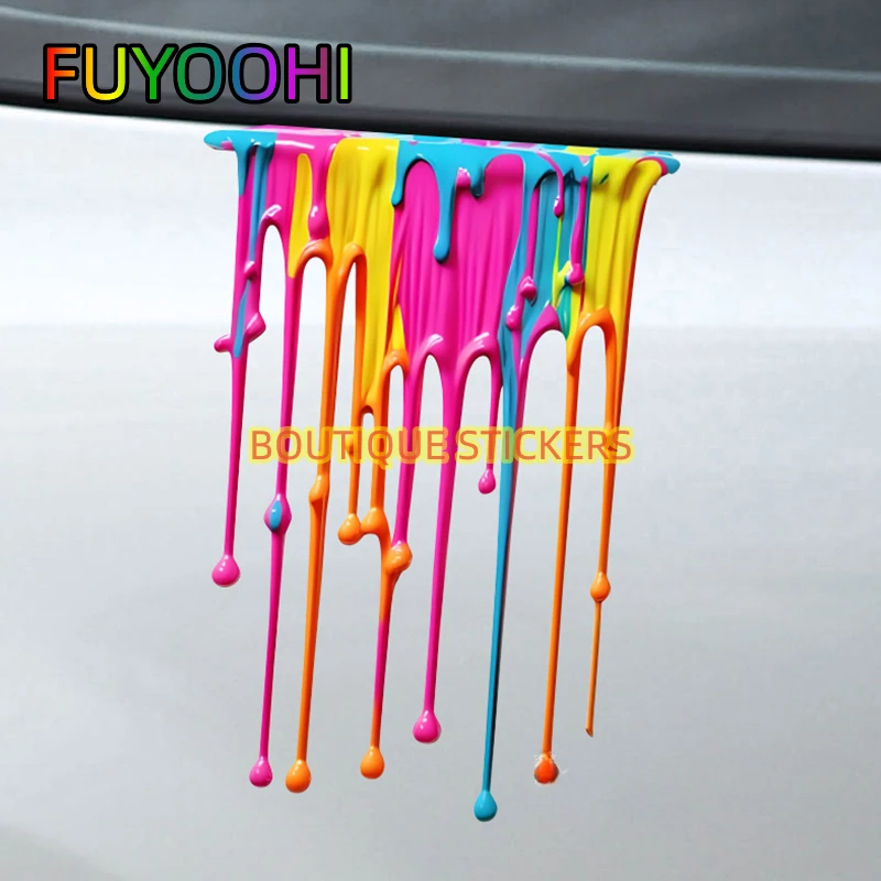 

FUYOOHI Boutique Stickers Fluid Rainbow Body Bumper Self-adhesive Vinyl Decals Auto Accessories Scratch Covering Decoration