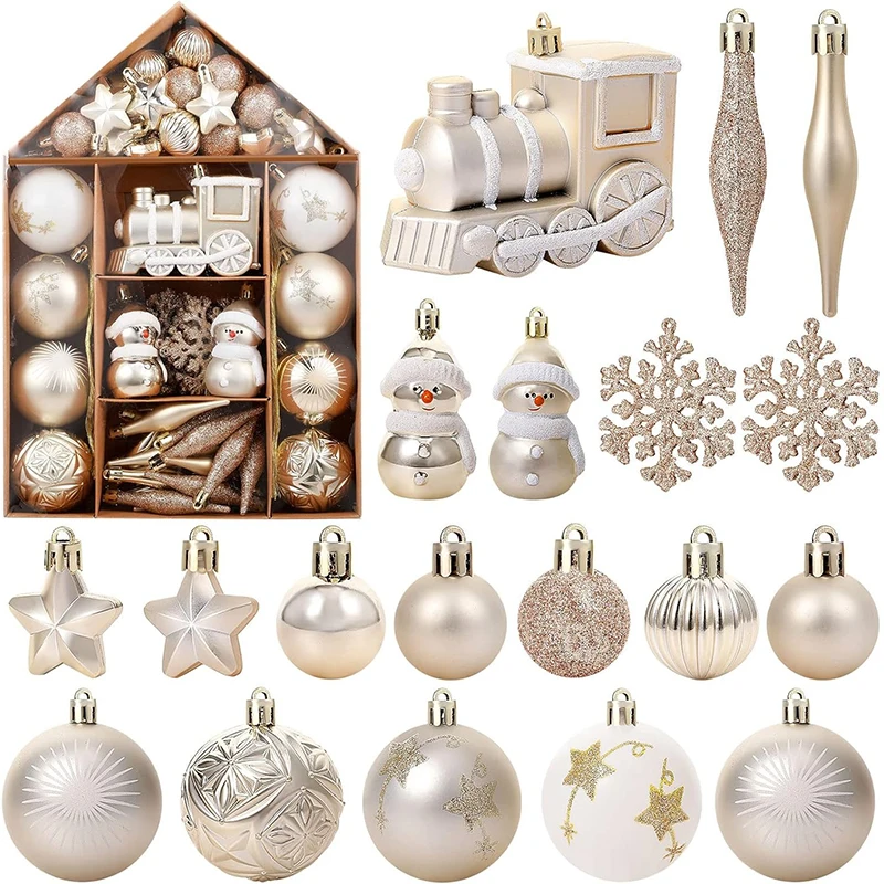 1 doos 3-6 cm Kerstballen Ornament Set Kerstboom Opknoping Hanger Ornamenten voor Thuis Thema Party Nieuwjaar gift Noel Navidad