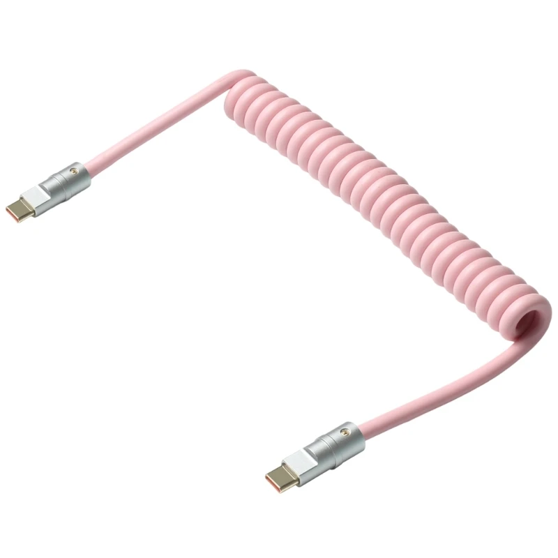 15-80cm Adjustable Type C Fast Charging PD100W Spring Cable for Smartphones 83CF