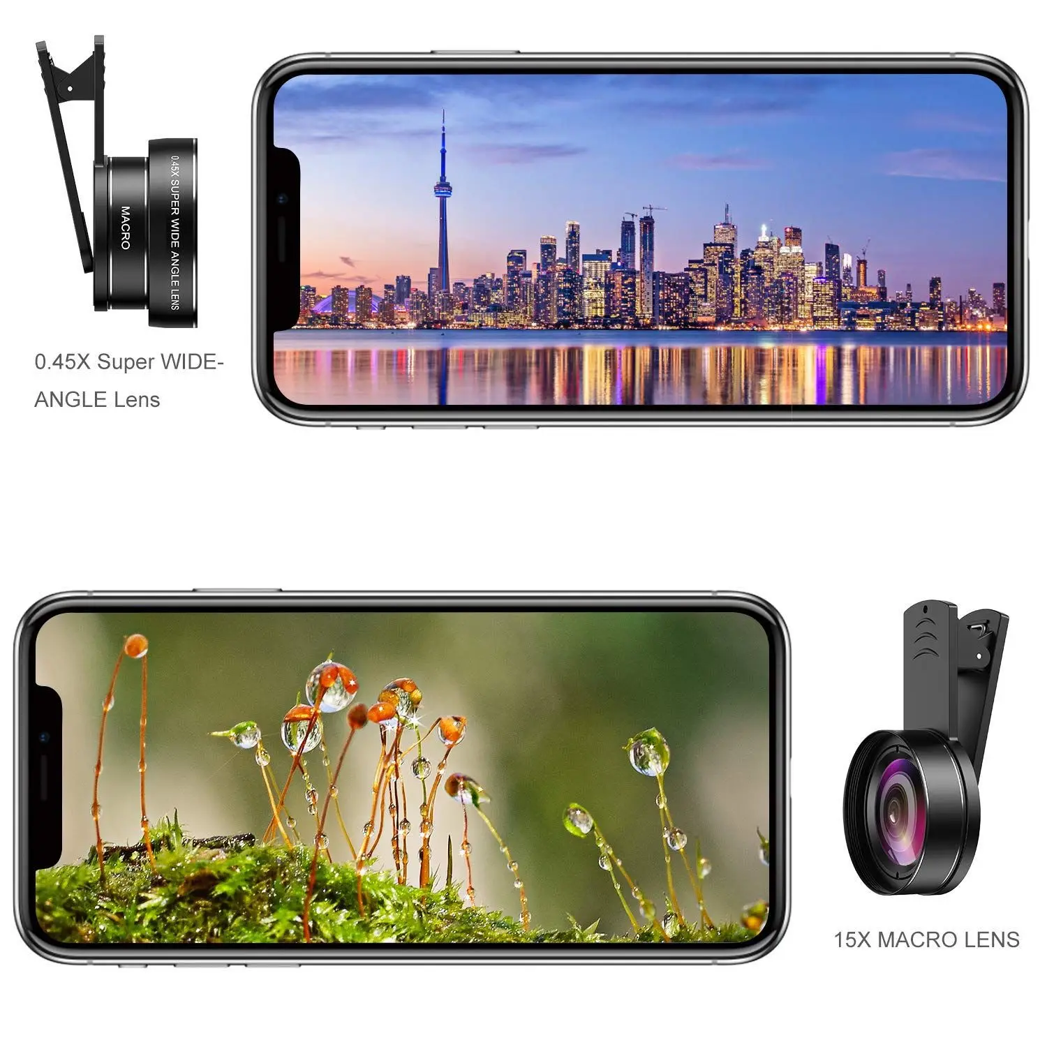 Professional 0.45X 2IN1 Lens Camera Universal Clip Mobile Phone Lens Wide-Angle Lens Live Streaming Lens For Various types