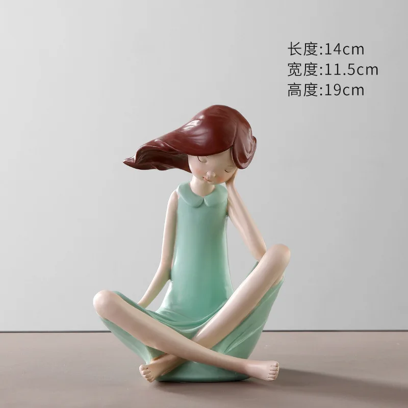 

Nordic Style Sweet Girl Resin Statue Fashion Figurine For Dressing Table Bookshelf Desktop Ornament Home Aesthetics Decor Gift