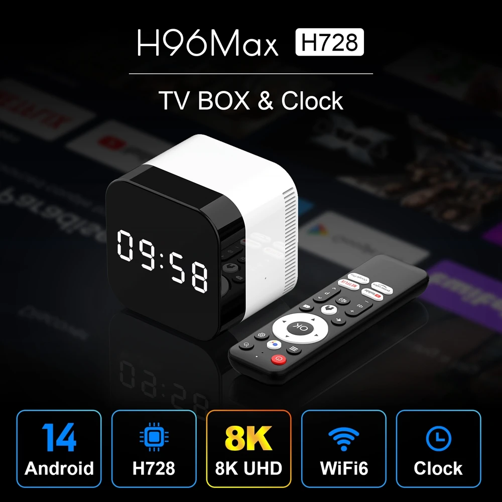 H96 Max Android 14 ATV TV BOX 4GB 128GB Allwinner H728 Octa Core 8K LAN 1000M Wifi6 BT Voice Remote Media Player Set Top Box