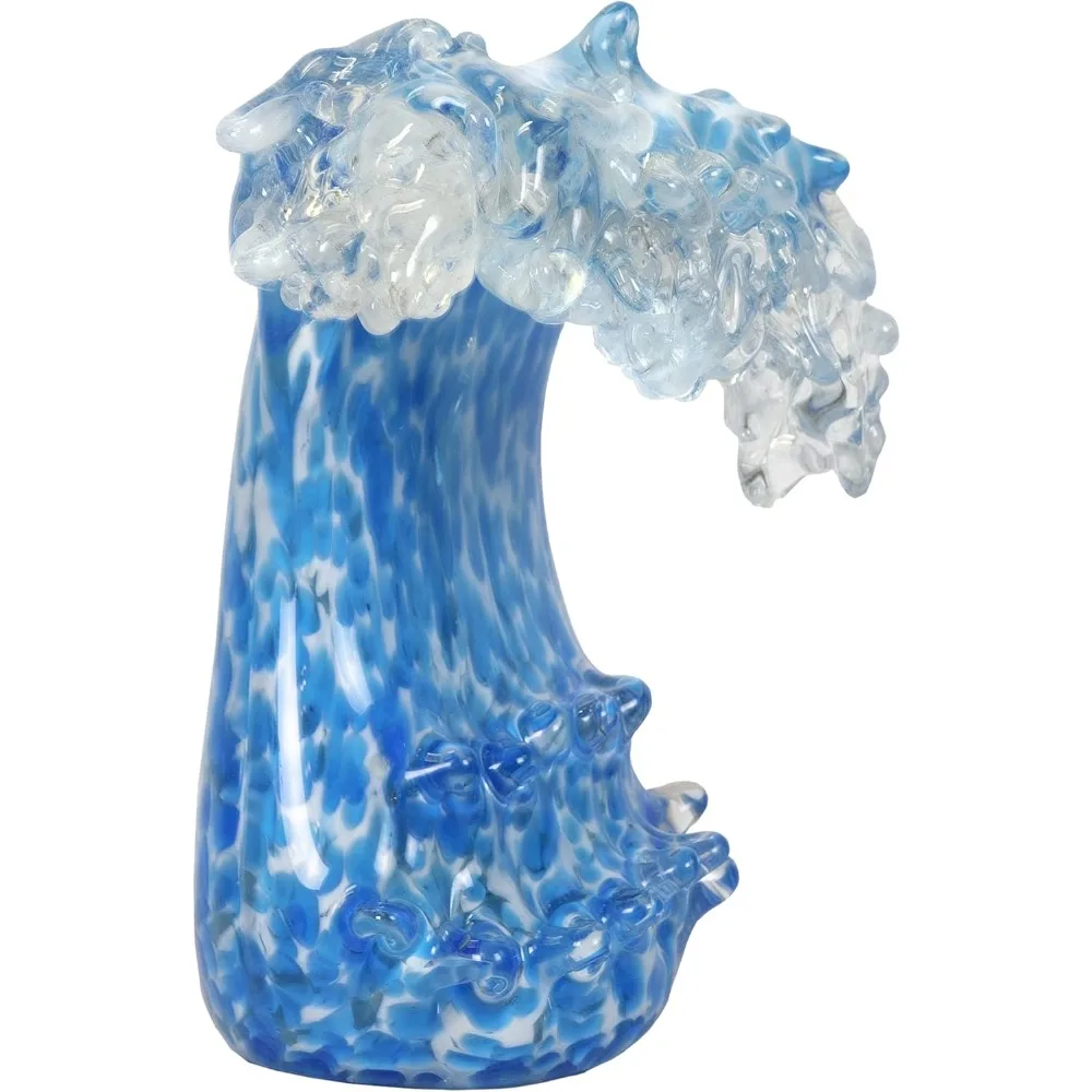 Glass Sculpture Tall Laguna Wave Handcrafted Murano-Style Sculpture for Home Décor, Living Room, Bed Room, Home Office and Gift