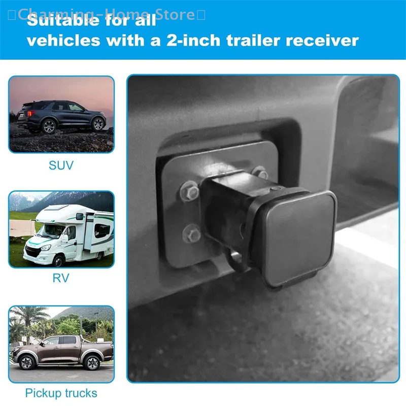 【M】غطاء وصلة مقطورة مقاس 2 بوصة، واقي قابس عالمي مقاوم للماء لمقبس خطاف السحب، ملحق خارجي للسيارة #3