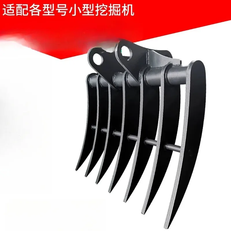 for Heavy Duty 5 Tooth Root Rake Attachment Mini Excavator Digger Farm Tool 25 Axis 92 Open 90mm Wheelbase 1pc