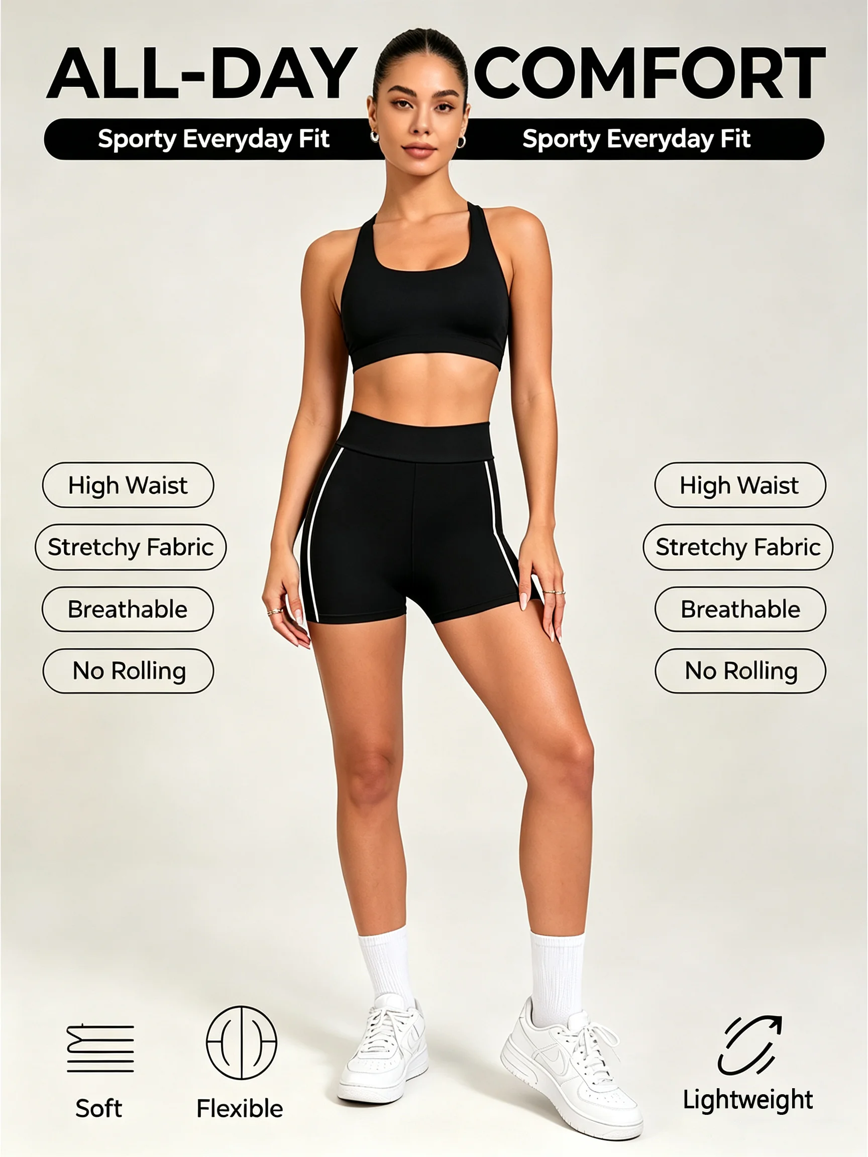 High-Waist Butt-Lifting Yoga Shorts No-Gap Workout Sporty Three-Quarter Length Pants Tummy-Control Seamless Fitness Trousers