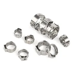 25pcs In bags Single Ear Hose Clamps 5.8-23.5mm 304 Stainless Steel Ear Stepless Pipe Cinch Clamps Rings Assortment Kit