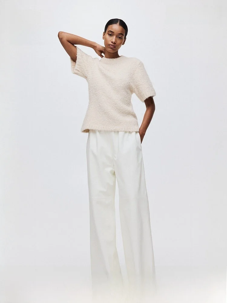 

Женская трикотажная футболка H&M для весны, повседневная, из шерсти и полиэстера, тонкая, для весенне-осеннего сезона, модная