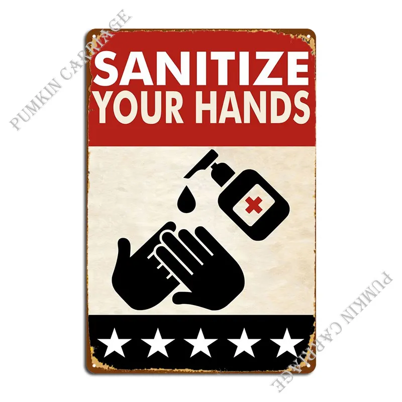 Sanitize Your Hands Black Metal Plaque Poster Mural Garage Wall Custom Club Tin Sign Poster