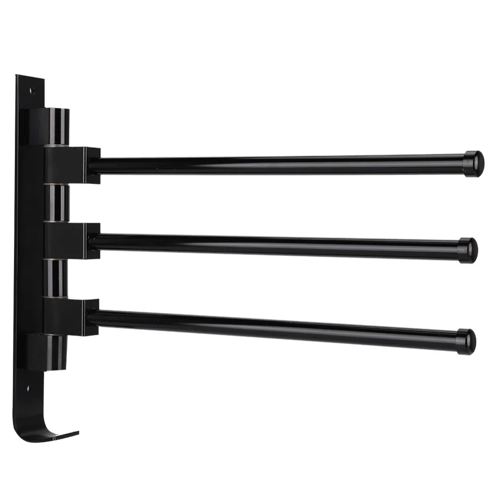 

Poles Aluminum Towel Bar Black Wall Mounted Towel Rack With Hook Space-Saving Design Towel Storage Rack Hotel Use