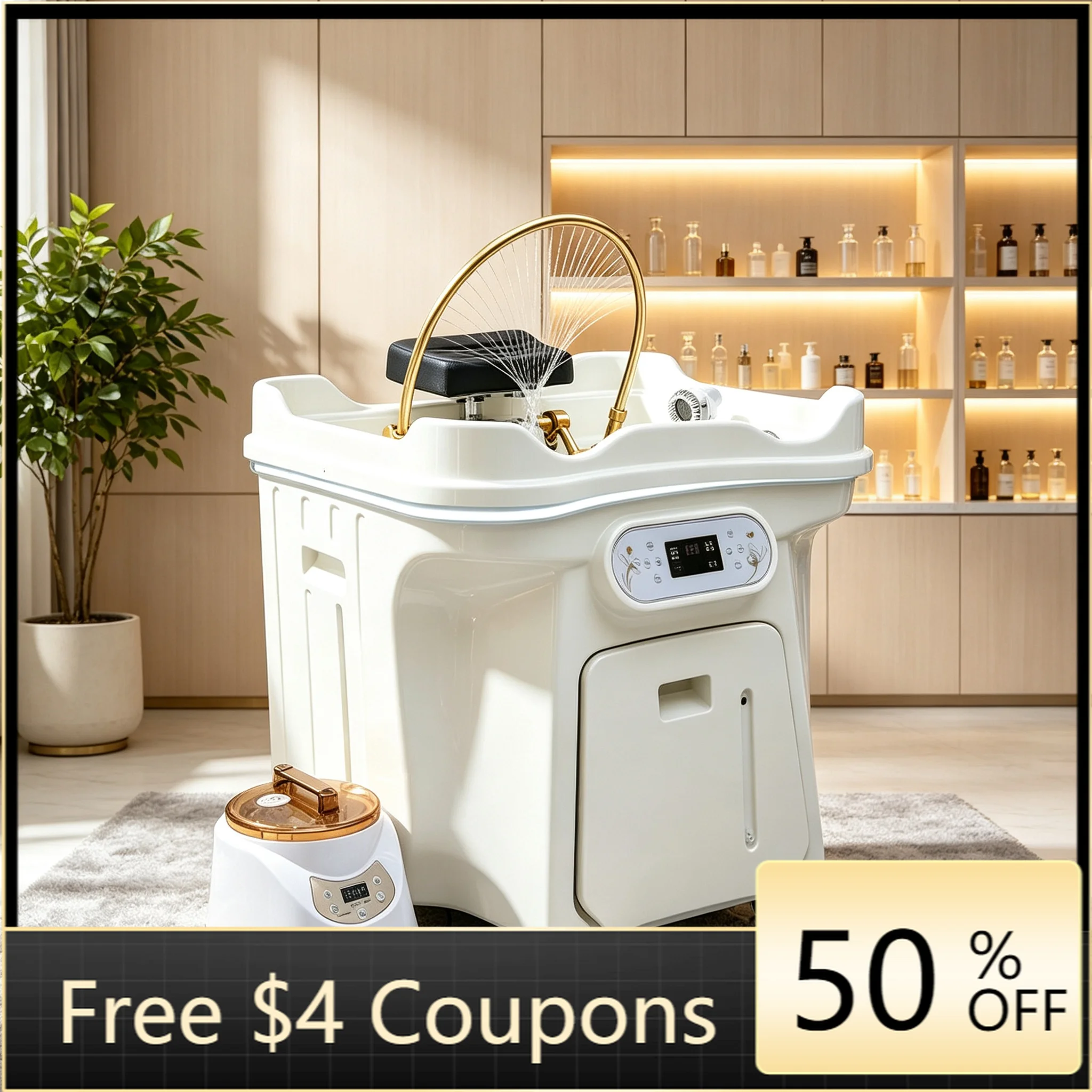 Japanese Head Spa Equipment, Height Adjustable Water Circulation, 58% Energy Saving 1600W, IPX4 Waterproof, 25L Waste Tank,