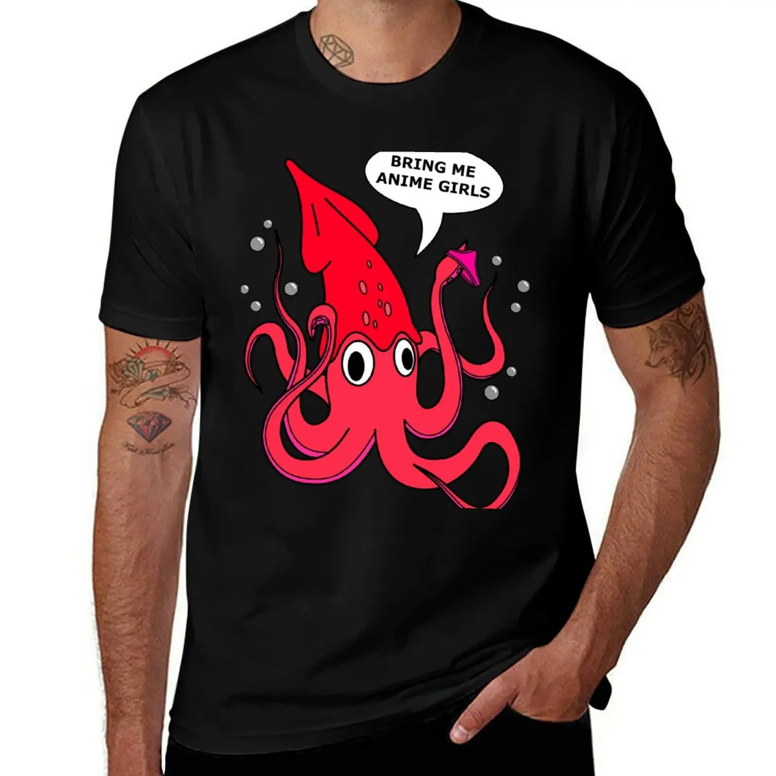 

Giant Squid (Bring Me Anime Girls) T-Shirt cute tops plus sizes baggy shirts shirts men