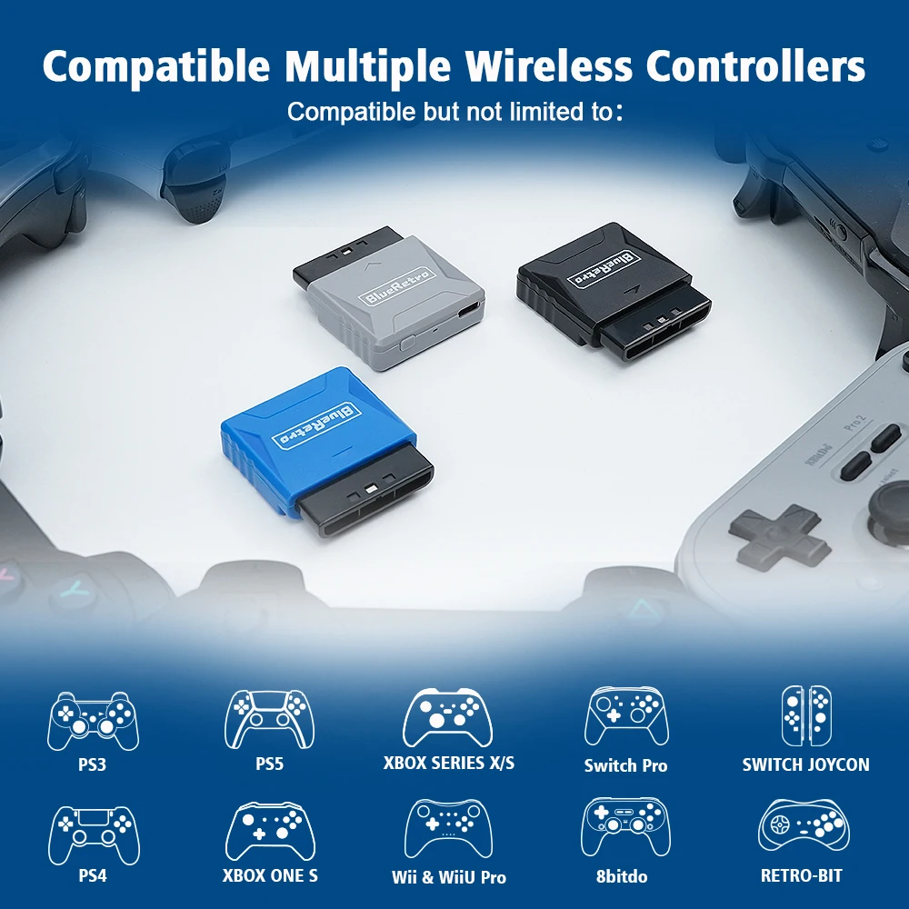 PS1 PS One PS2 용 RetroScaler 미니 Blueretro 수신기 어댑터 8bitdo PS4 PS5 Xbox 시리즈 X 무선 컨트롤러와 호환 가능 썸네일 2