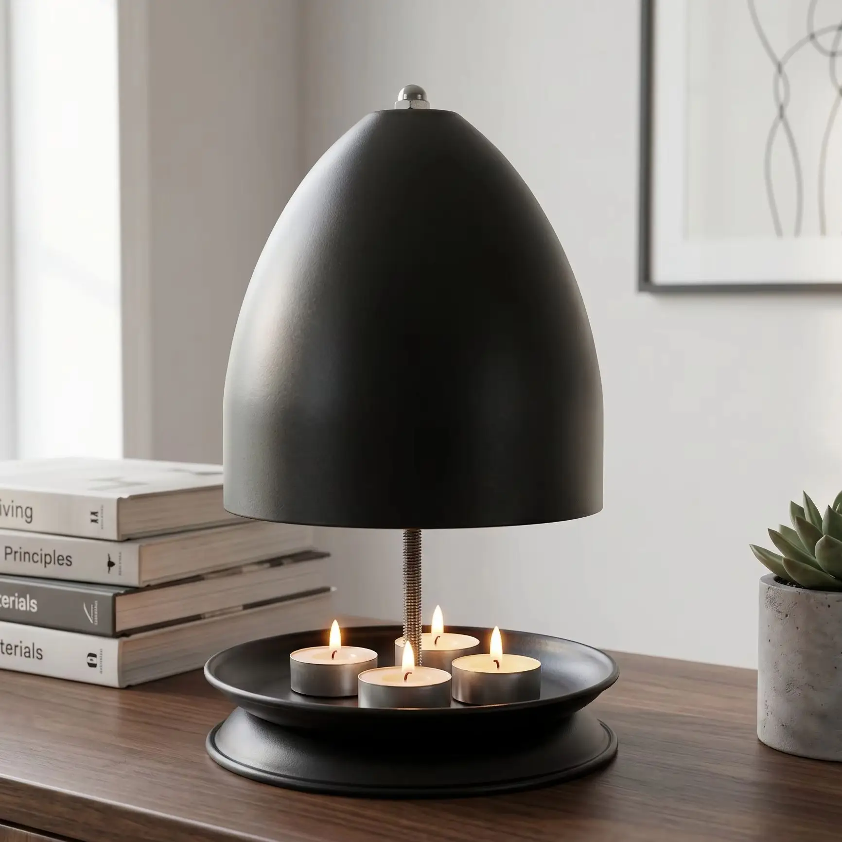 Black/White Tea Light Candle Heater Dual-Wall Large Capacity Candle Heating Holder Portable Hand Warmer for Office Home Use