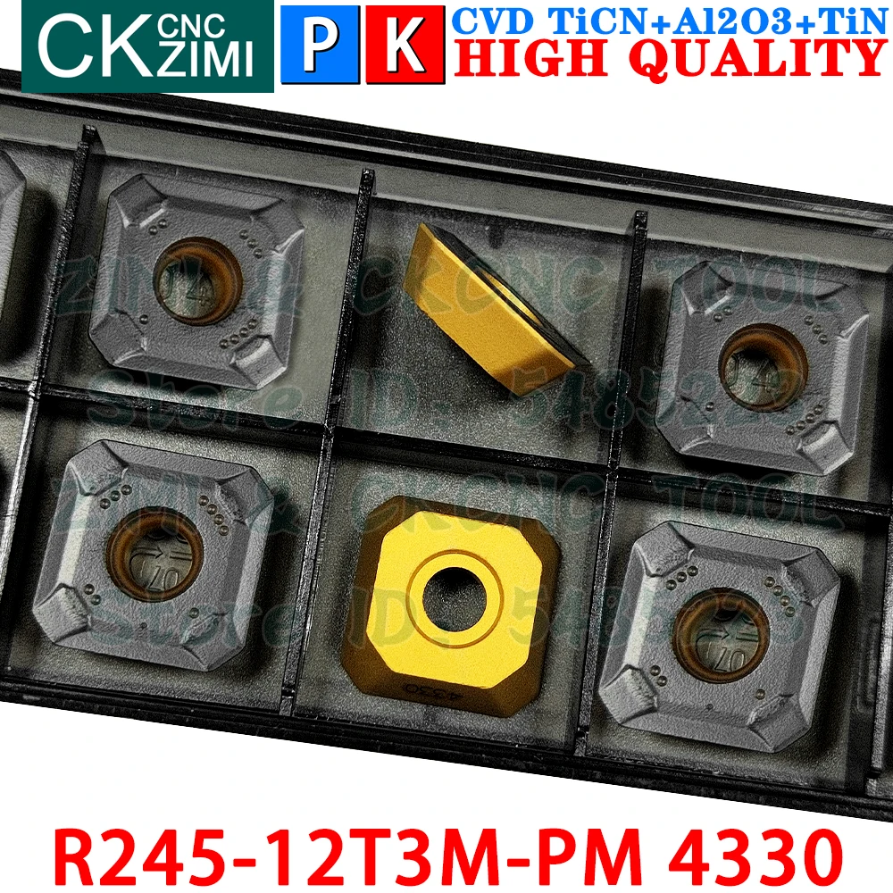 10 buah R245-12T3M-PM 4330 R245 12T3M PM 4330 Sisipan Karbida Alat Sisipan Penggilingan Mesin penggilingan logam CNC Alat Sisipan Penggilingan Wajah yang Dapat Diindeks