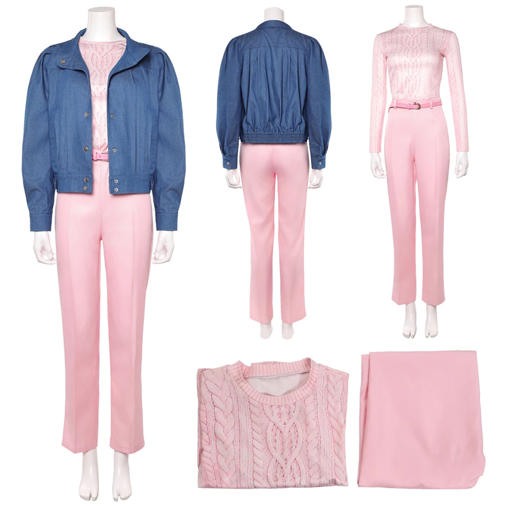 

Max Mayfield Cosplay TV ST 5 Costume Women Roleplayying Pink Clothing Denim Jacket Set Female Halloween Party Carnival Suits