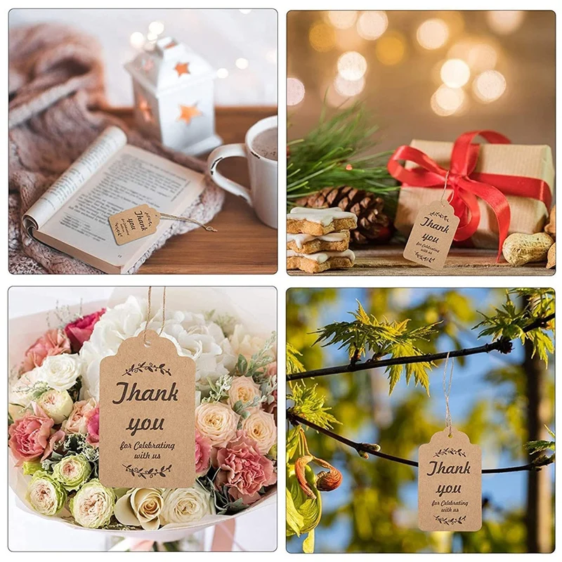 98 Feet Natural Jute Twine And 200PCS Brown Rectangle Kraft Paper Gift Tags For Crafts & Price Tags Labels