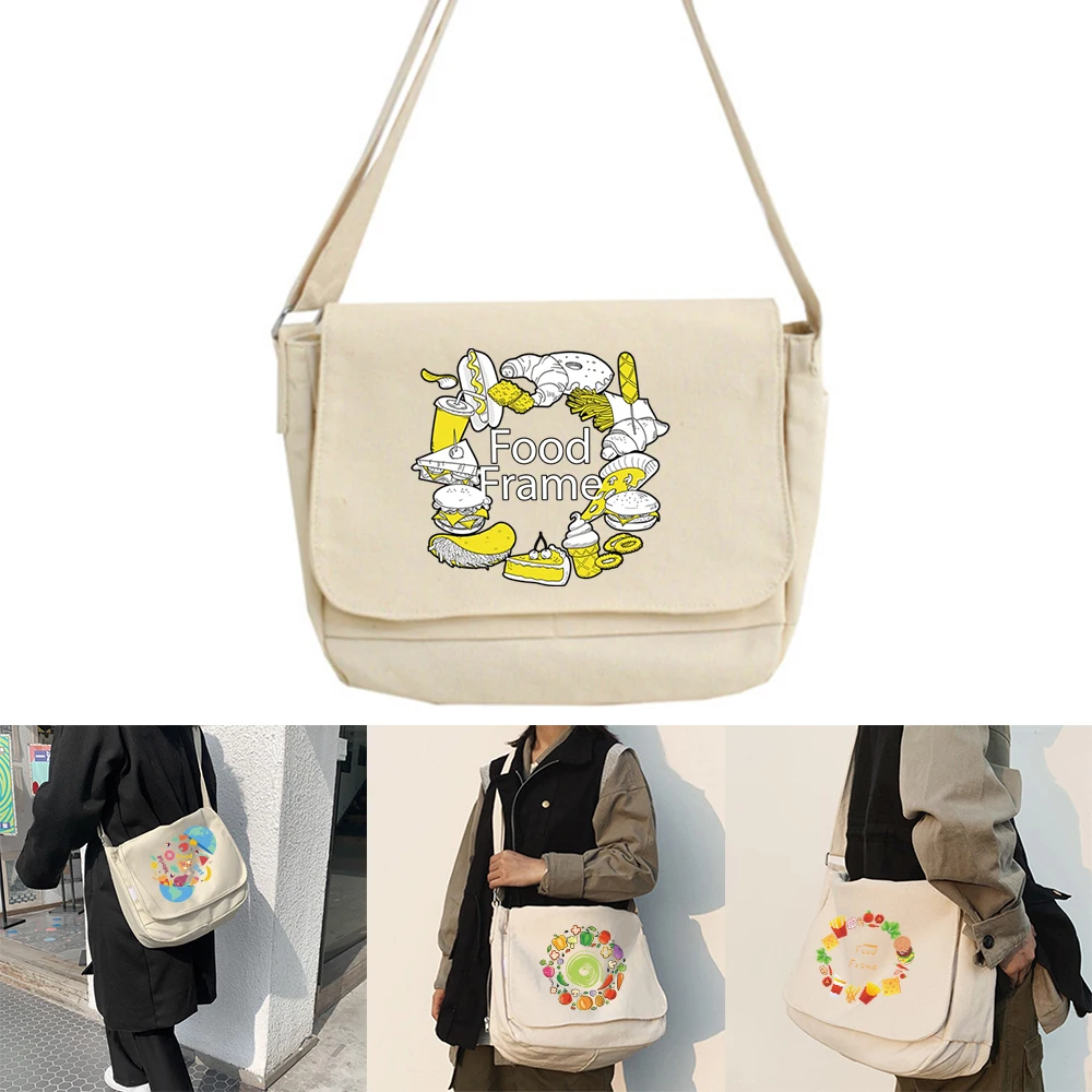 Borsa da donna Messenger Zaino femminile versatile College Borse a tracolla per studenti a spalla regolabile di grande capacità Serie alimentare