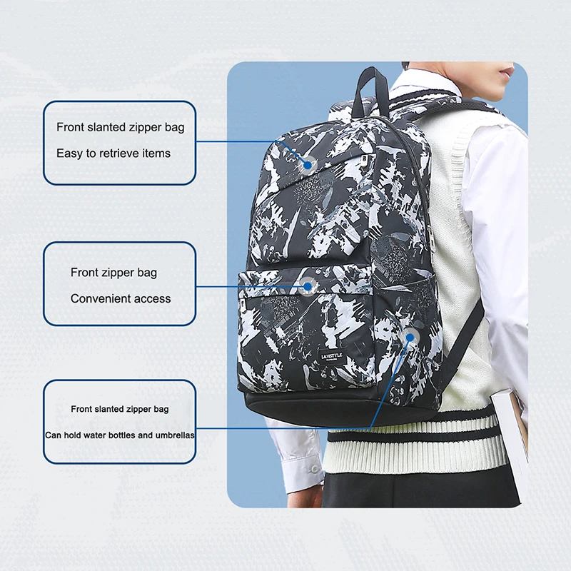 Backpack For Boys Girls Waterproof teen School Bags Kids Large capacity Bookbag Lightweight Camo Black 2024 Model