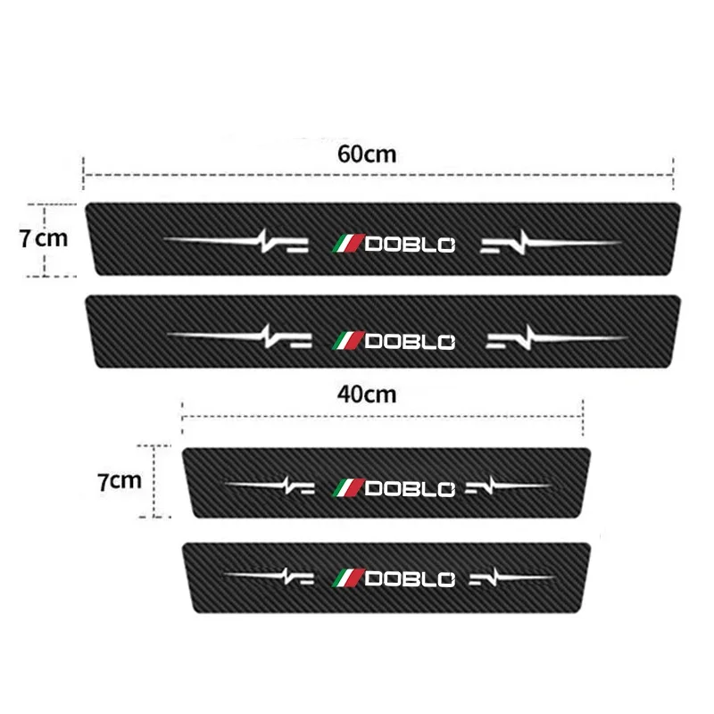 For FIAT DOBLO Logo Car Decals Carbon Fiber Front Threshold Scuff Plate Sticker Door Sill Protector Anti Scratch Strip Interior