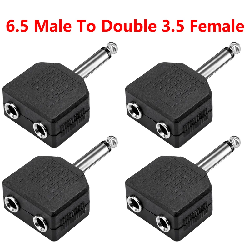 

5PCS 6.35MM 6.5MM Mono Audio Jack Plug 1/4" Adapter Male to Female Male Plug Dual Jack Headphone Microphone Y Splitter Converter