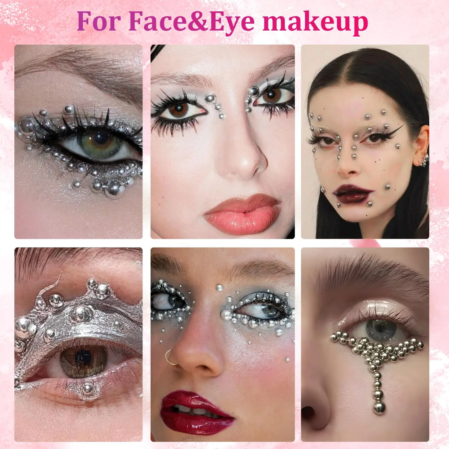 12 griglia/scatola 3D argento semicircolare perle decorazione unghie artistiche 6 dimensioni 2/3/4/5/6/8mm perline flatback parti per unghie punk argento kit per unghie