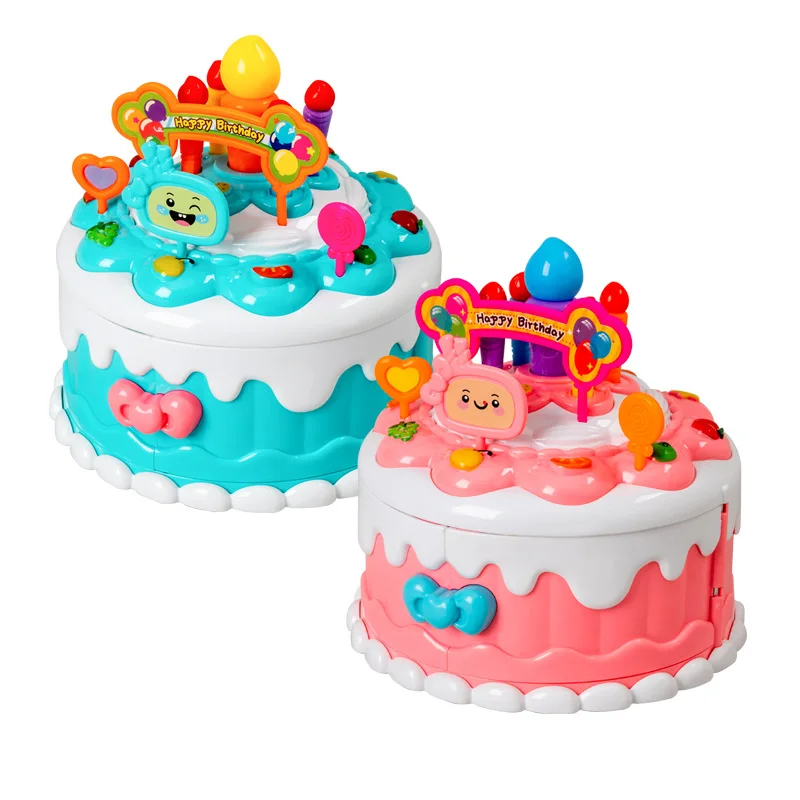 Children Girls Princess Play House Toys Pretty Cartoon Cute Cake Music Box Decorations Set Girls Best Birthday Gifts