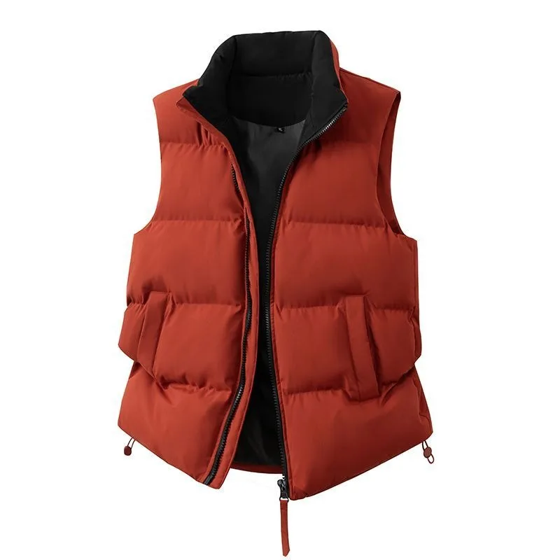 

Casual Vest Stand-up Collar Warm Thick Sleeveless Jacket Men's and Women's Waistcoat Loose New Vest Trend Fashion Womenswear