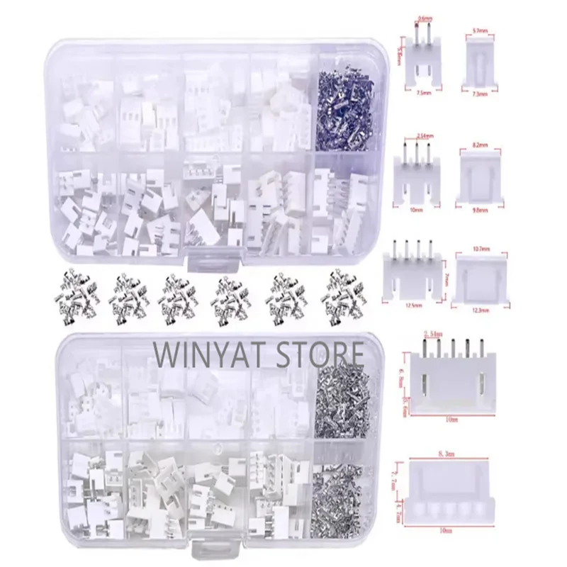 250 pcs/box  2P, 3P, 4P XH2.54mm spacing terminal blocks JST terminal connectors