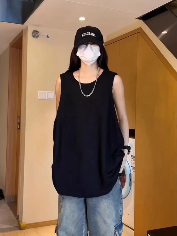 

Мужская летняя майка из чистого хлопка и ледяного шелка, модная, с текстурой, в американском стиле, для повседневного городского образа