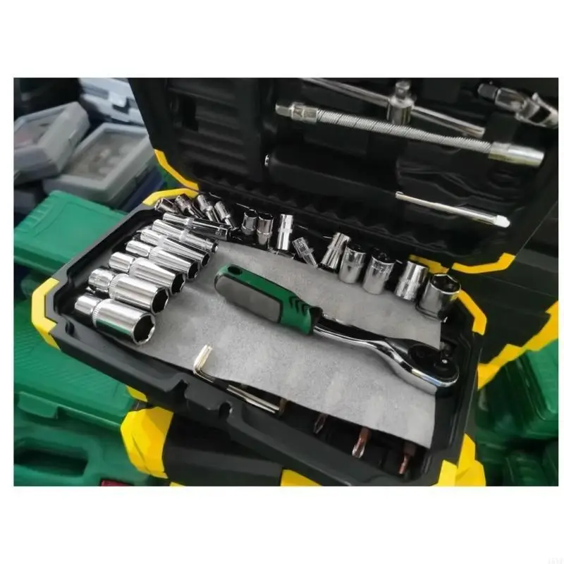 53 peças Sockets Chaves Definir destaques 1/4 polegadas Chaves e barra extensão Ratcheting para necessidades reparo