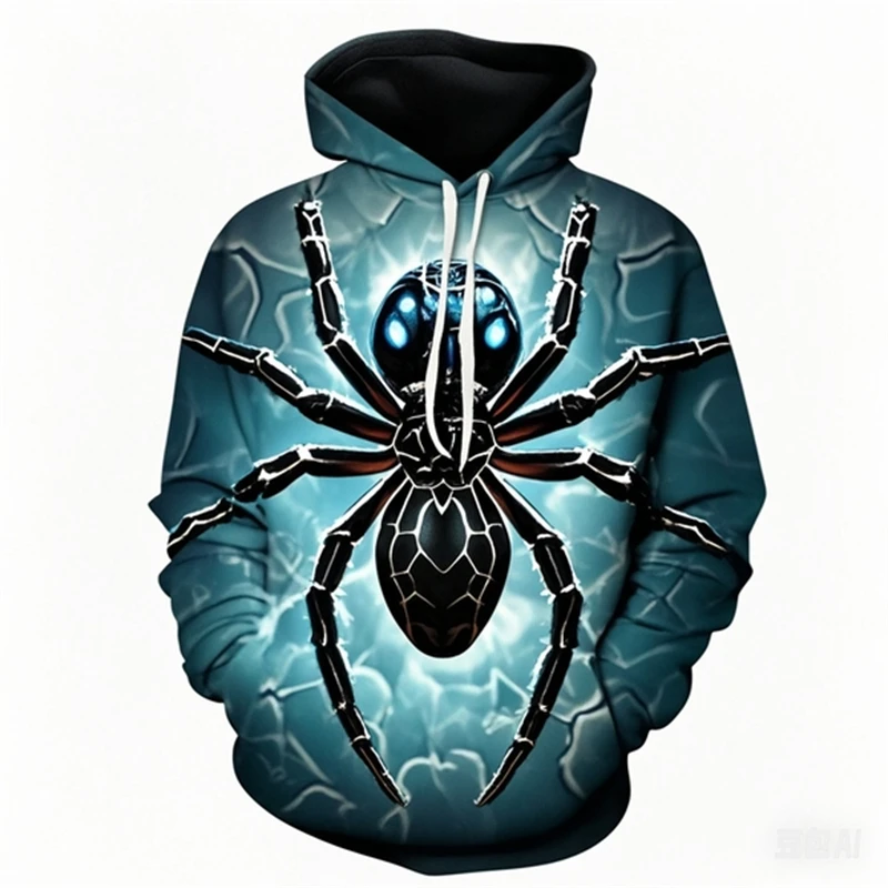 

New Men's Hoodie 3D Spider Graphics Printing Clothings Casual Fashion Autumn Oversized Sweatshirts Harajuku Y2K Men Hoodies