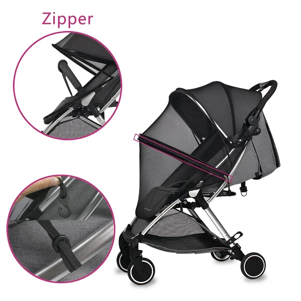 Baby Stroller Mosquito Net Full Cover Universal Summer Mesh Zipper Mosquito Insect Prevention Protection Pram Accessories