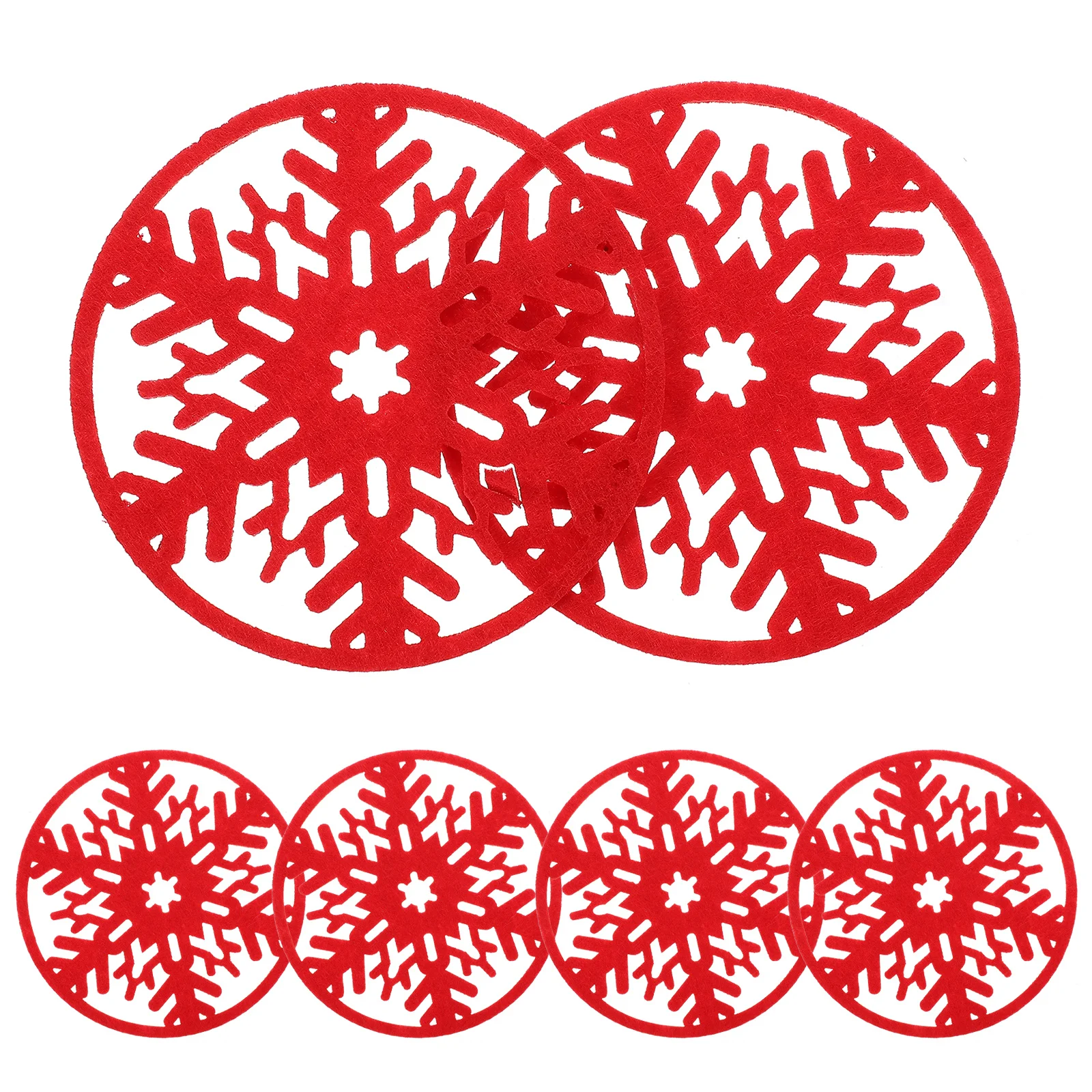 แผ่นรองแก้วสักหลาดลายคริสต์มาส 6 ชิ้น ทรงกลม กันลื่น ทนความร้อน สำหรับตกแต่งโต๊ะในเทศกาลคริสต์มาส