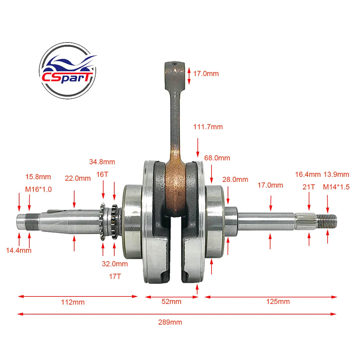 Crankshaft for CFMoto CF250 172MM CN250 Kazuma 250 250CC Water cooled ATV Go Kart Moped Scooter