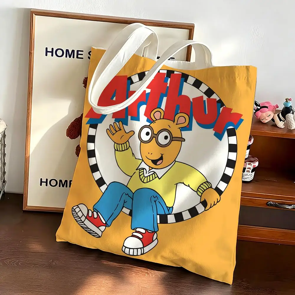 Cartoon A-Arthur Storage Bags Canvas bags are suitable for going to class, shopping, gifts, and commuting