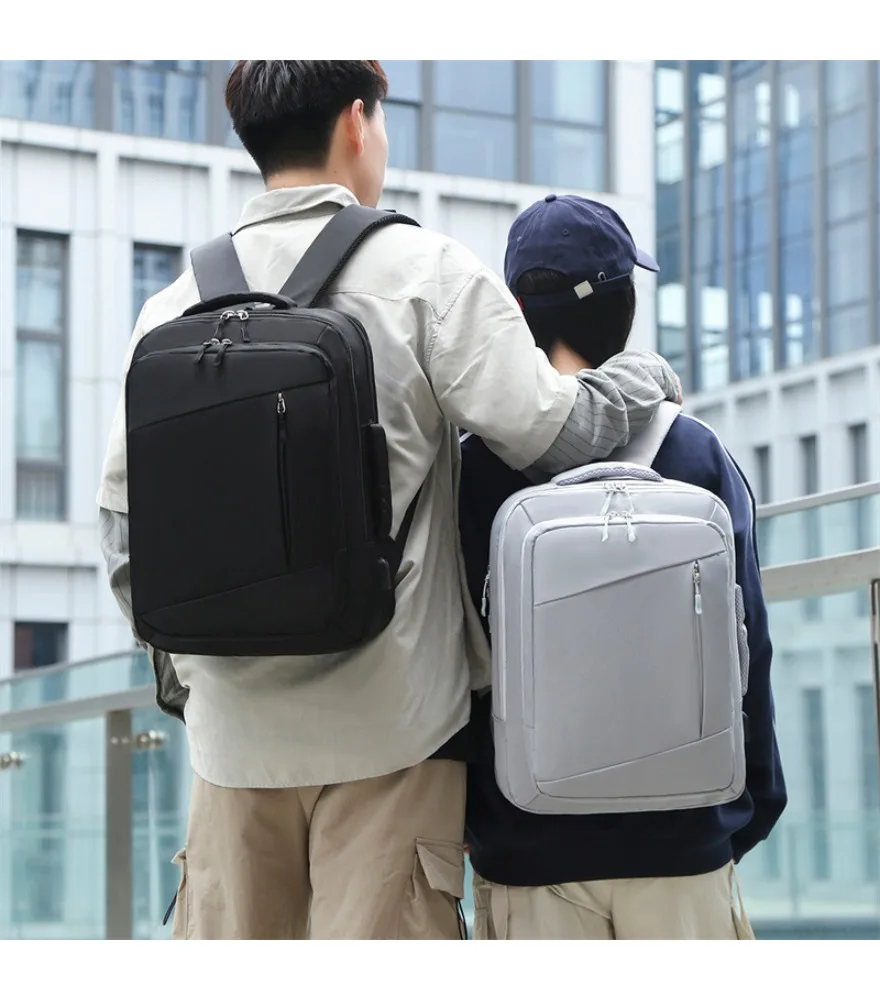 Ice blue minimalist backpack irregular diagonal split front pocket vertical side zipper outer hand grip anti splash lightweight