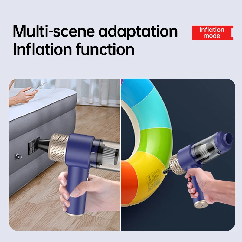 ใหม่มัลติฟังก์ชั่มือถือแบบพกพาไร้สายเครื่องดูดฝุ่นเป่า/ดูด/ปั๊ม/ชาร์จ 4 ใน 1 Home Office เครื่องดูดฝุ่นรถยนต์ 135C