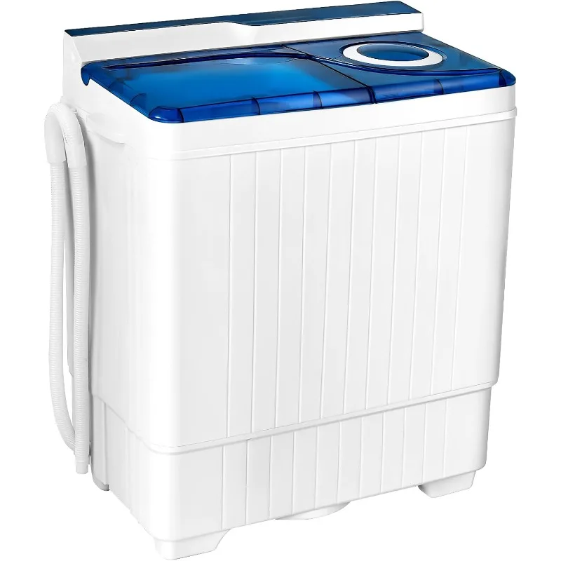 Giantex Washing Machine Semi-automatic, Twin Tub Washer with Spin Dryer, 26lbs Capacity, Built-in Drain Pump, Portable Laundry