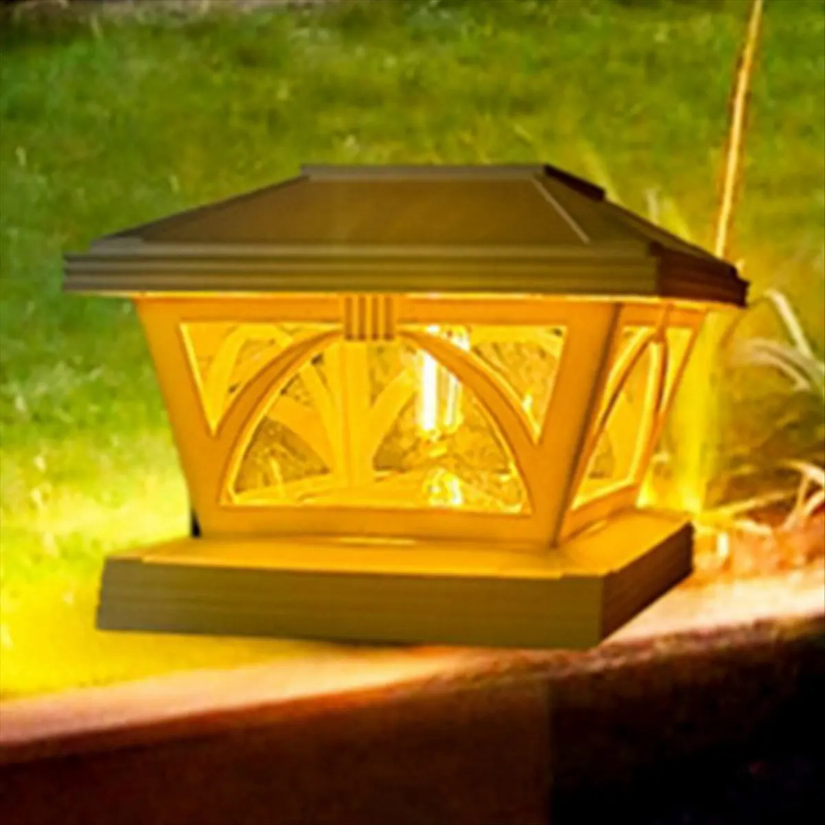 4 قطع من مصابيح الطاقة الشمسية للسياج الخارجي LED لديكور الفناء الخشبي، إضاءة بيضاء دافئة (أبيض) #3