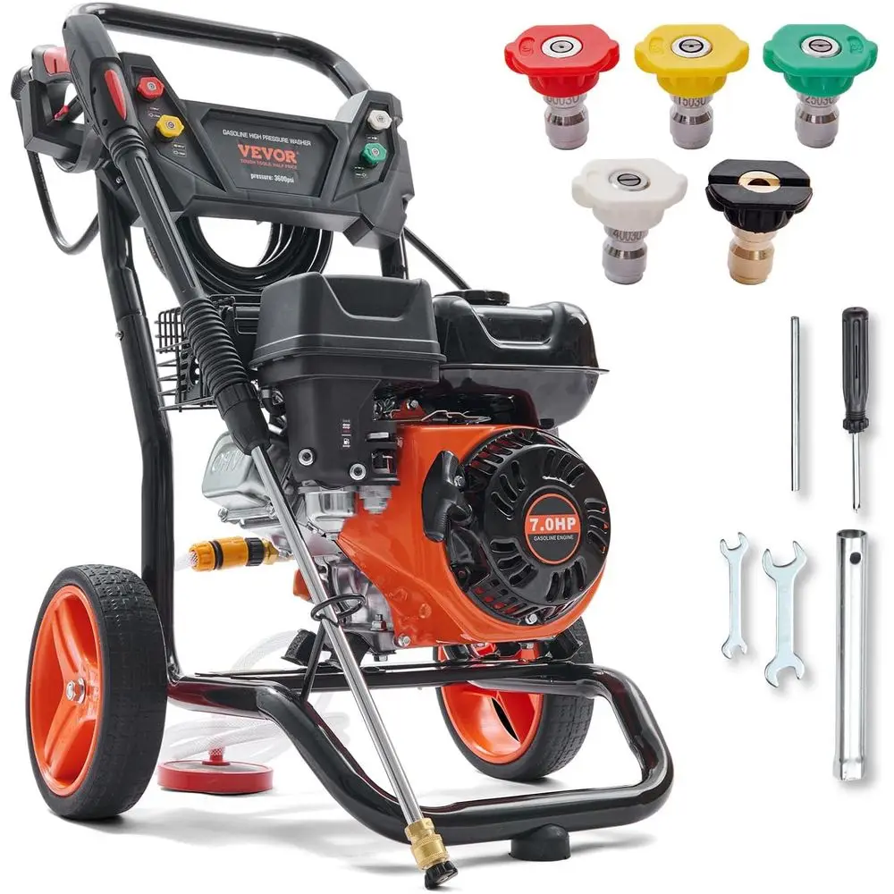 

Бензиновая мойка высокого давления, 3600 PSI, 2.6 GPM, с медным насосом, пистолетом-распылителем и удлинительной насадкой, 5 быстросъемных насадок