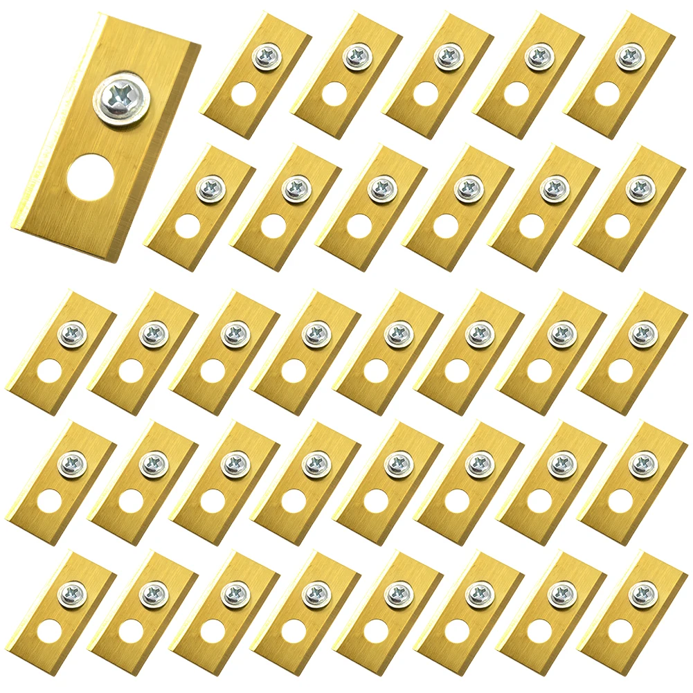 

36Pcs Metal Replacement Blades with Washers & Screw Double Hole Mower Blades Wear Resist Lawn Cutting Blade Lawn Mower Supplies