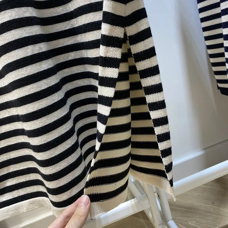 Sommer lose und dünne beiläufige gestreifte schal kleid frauen vintage kleid gestreift LOSE Gerade vestido feminino