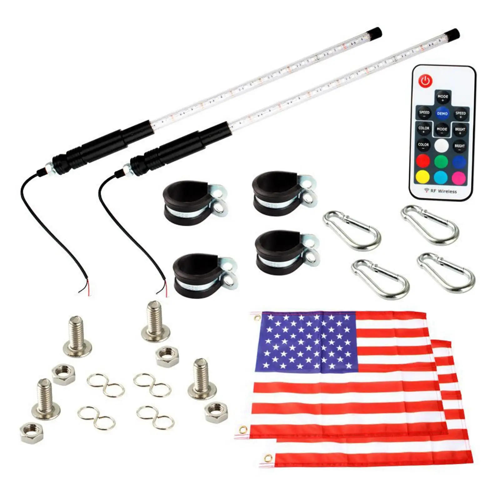 2Pcs LED Whip Lights RGB 360 Twisted Chasing Color Remote Control Lighting Fit for UTV ATV Truck Boat Sand Buggy Motorcycles