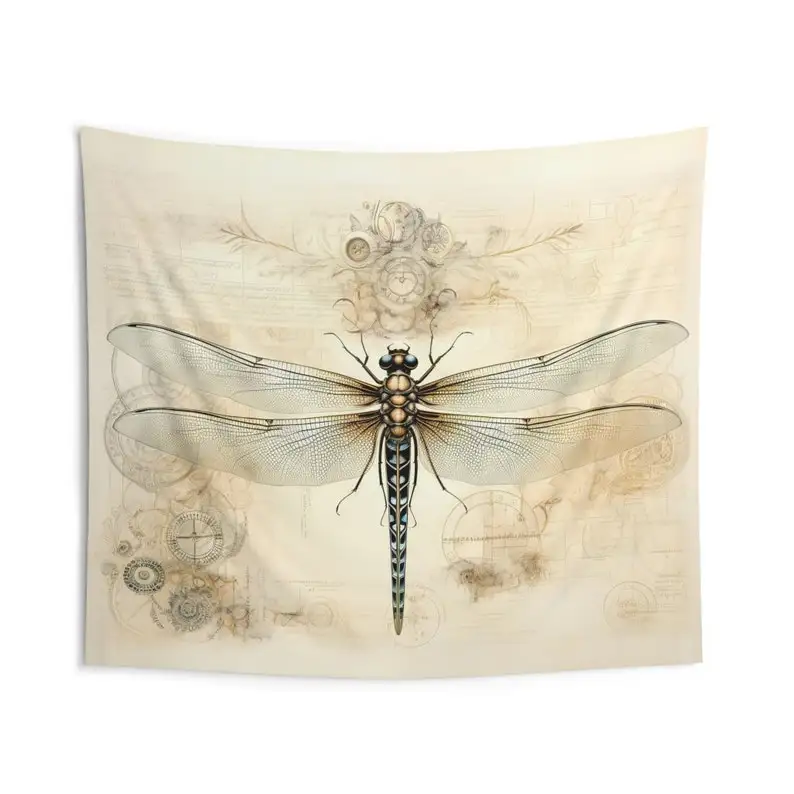 Steampunk Dragonfly Tapestry Wall Art Vintage Boho Decor Nature Insect Design Living Room Home Decoration