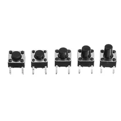 50pcs 6X6X5/4.3/5.5/6/7/8/9/10/13MM Tact Switch Push Button Switch 12V 4PIN DIP Micro Switch Momentary Tactile Push Button