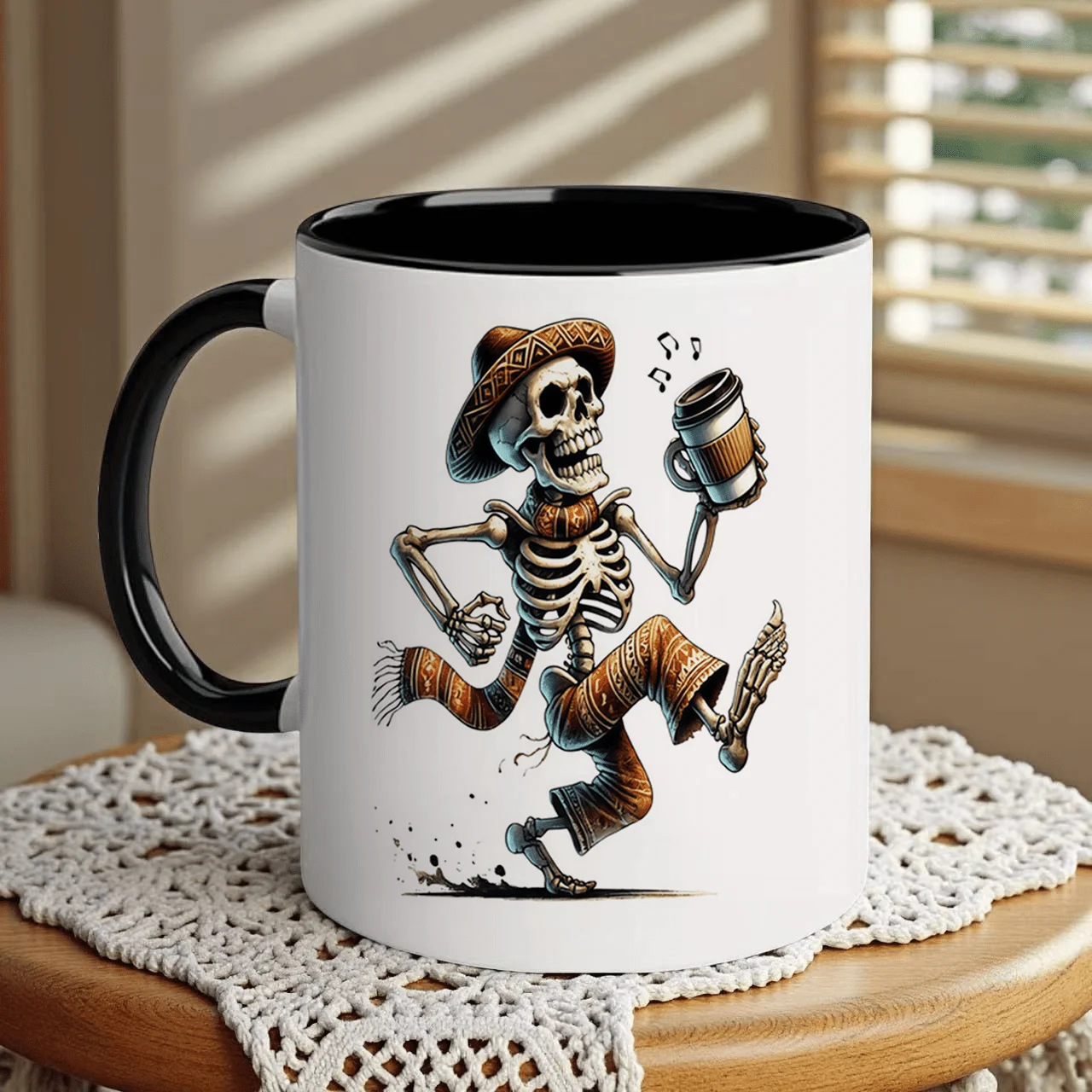 Ceramic Coffee Mug with Smooth Glaze Skull Crossbones Dishwasher Tea Cocoa Cup for Home Office High Quality Outdoor Mugs