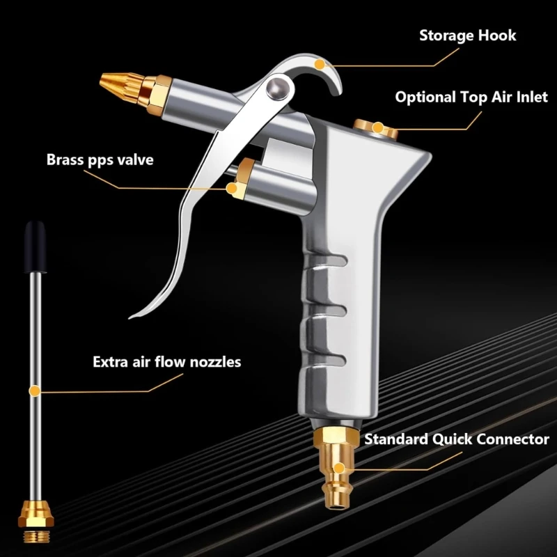 Imagem -03 - Pistolas ar Bico pó Limpador Compressor Espanador com Bico