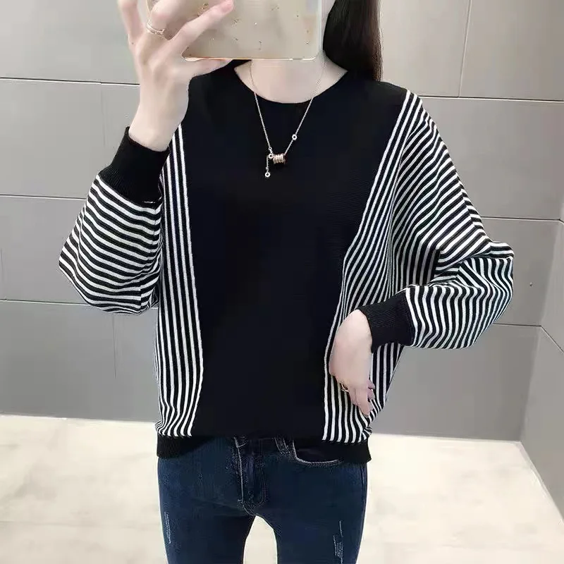 Fashion Striped Winter Clothes Woman Loose Spring Autumn Pullover Women's Sweater Knitting Woolen Blouse Knitwear Jumper Tops